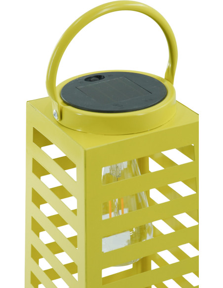 Grande Lampe solaire Lanterne à suspendre Hauteur 32 cm Métal Jaune Summer 