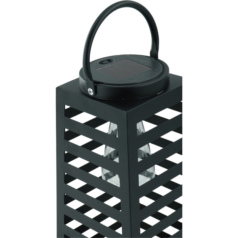 Grande Lampe solaire Lanterne à suspendre Hauteur 32 cm Métal Noir Summer 