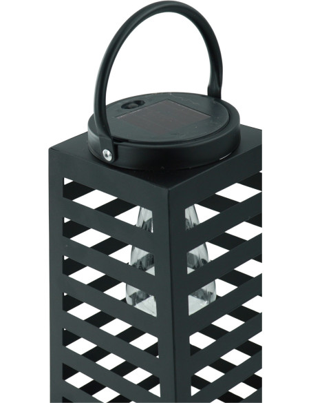 Grande Lampe solaire Lanterne à suspendre Hauteur 32 cm Métal Noir Summer 