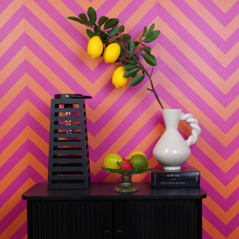 Grande Lampe solaire Lanterne à suspendre Hauteur 32 cm Métal Noir Summer 