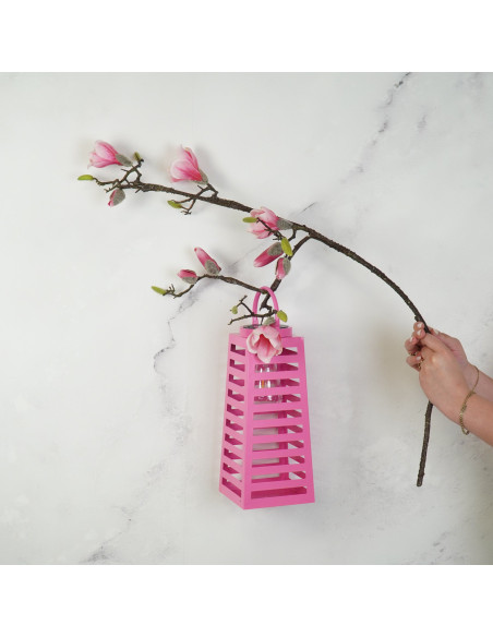 Grande Lampe solaire Lanterne à suspendre Hauteur 32 cm Métal Rose Summer 