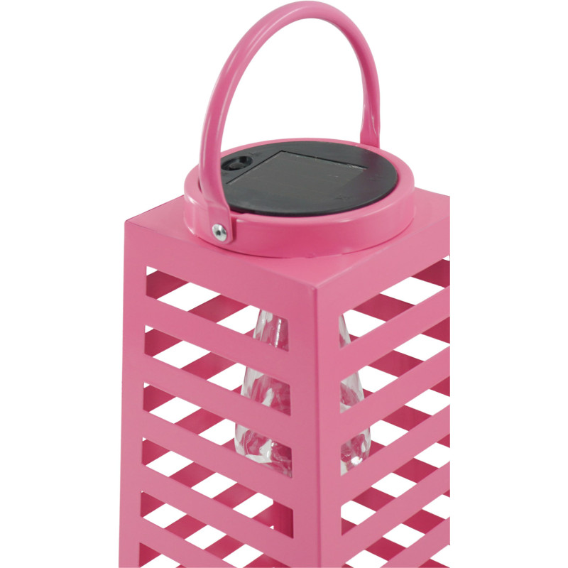 Grande Lampe solaire Lanterne à suspendre Hauteur 32 cm Métal Rose Summer 