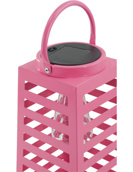 Grande Lampe solaire Lanterne à suspendre Hauteur 32 cm Métal Rose Summer 