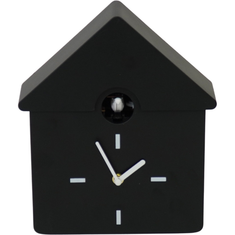 Horloge murale moderne Coucou Nichoir Hauteur 27 cm Plastique Noir Blanc Cucko 