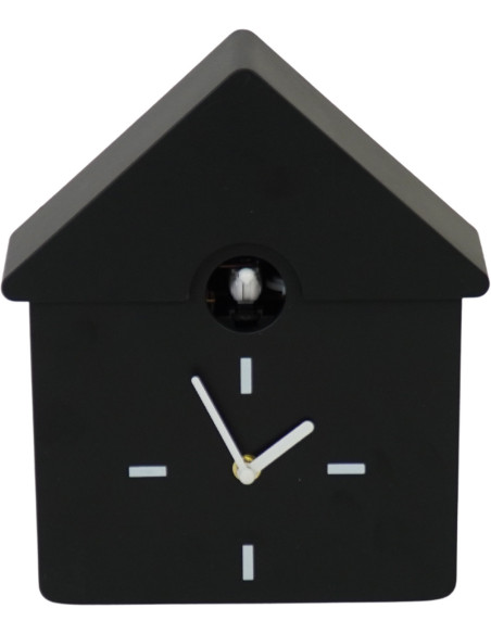 Horloge murale moderne Coucou Nichoir Hauteur 27 cm Plastique Noir Blanc Cucko 
