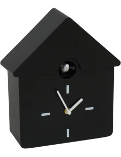 Horloge murale moderne Coucou Nichoir Hauteur 27 cm Plastique Noir Blanc Cucko