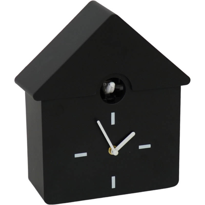 Horloge murale moderne Coucou Nichoir Hauteur 27 cm Plastique Noir Blanc Cucko