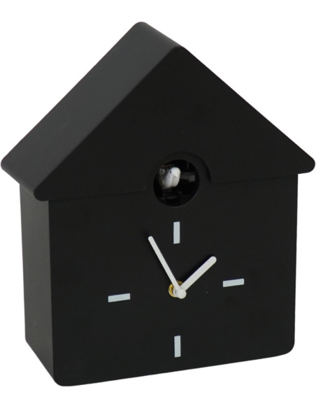 Horloge murale moderne Coucou Nichoir Hauteur 27 cm Plastique Noir Blanc Cucko
