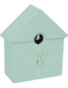 Horloge murale moderne Coucou Nichoir Hauteur 27 cm Plastique Vert menthe Blanc Cucko