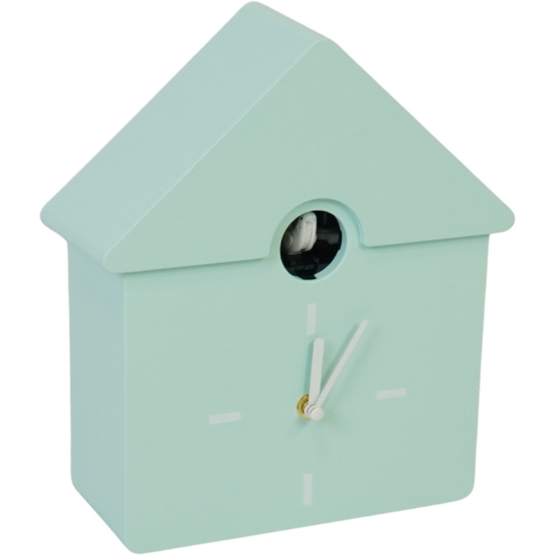 Horloge murale moderne Coucou Nichoir Hauteur 27 cm Plastique Vert menthe Blanc Cucko