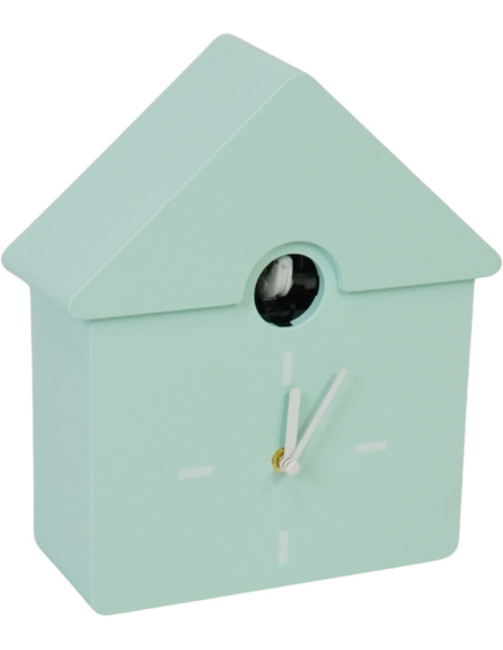 Horloge murale moderne Coucou Nichoir Hauteur 27 cm Plastique Vert menthe Blanc Cucko