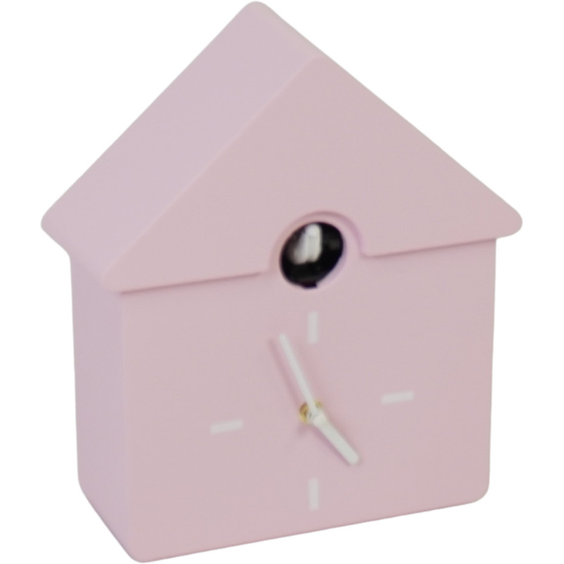 Horloge murale moderne Coucou Nichoir Hauteur 27 cm Plastique Rose clair Blanc Cucko