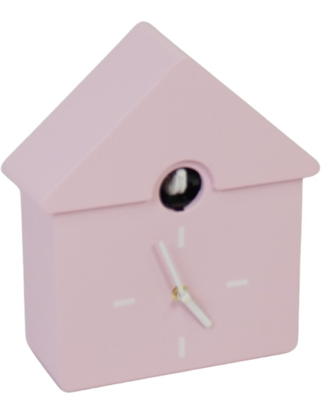 Horloge murale moderne Coucou Nichoir Hauteur 27 cm Plastique Rose clair Blanc Cucko