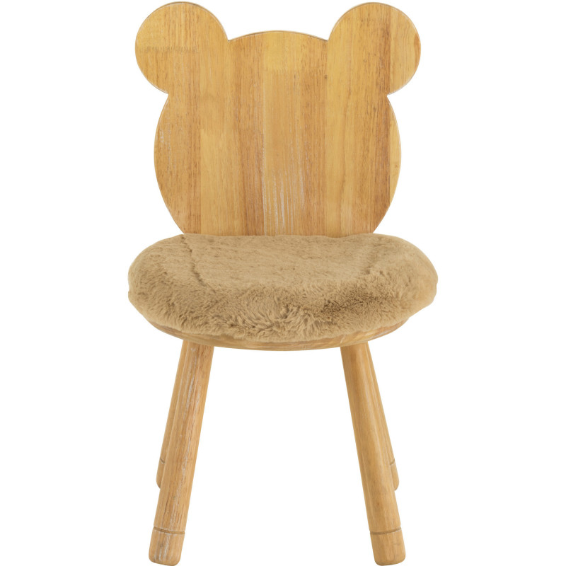 Chaise pour enfant Tête d'ourson en Bois d'hévéa Naturel Tissu Beige Honey - 3