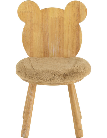 Chaise pour enfant Tête d'ourson en Bois d'hévéa Naturel Tissu Beige Honey - 3