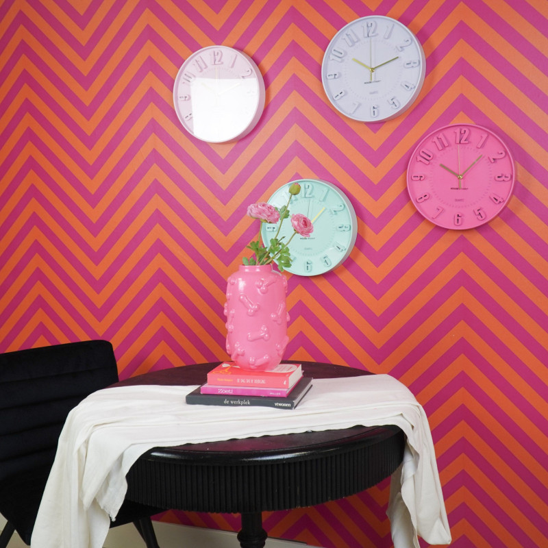 Horloge murale moderne Ronde 30 cm Plastique Lilas Numbers 