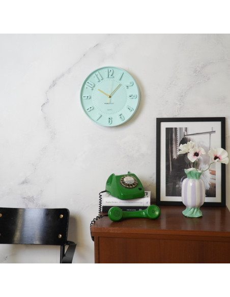 Horloge murale moderne Ronde 30 cm Plastique Vert clair Numbers 