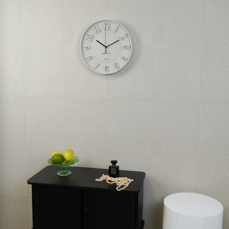 Horloge murale moderne Ronde 30 cm Plastique Sable Numbers 