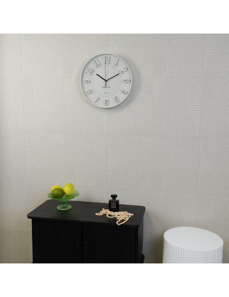 Horloge murale moderne Ronde 30 cm Plastique Sable Numbers 
