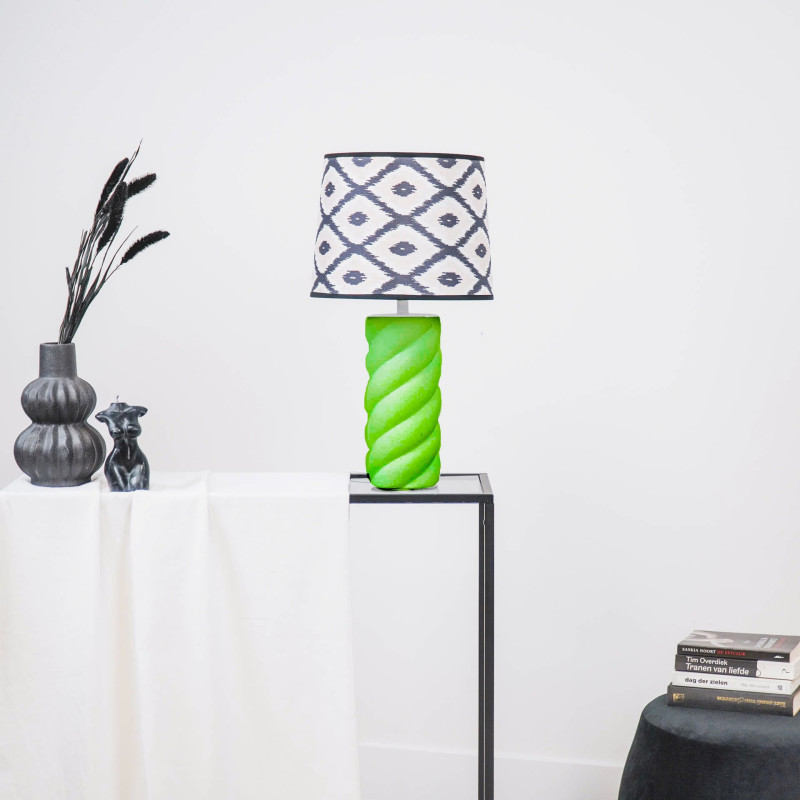 Pied de Lampe à poser torsadé Pop Hauteur 28 cm Céramique Vert fluo Neon 