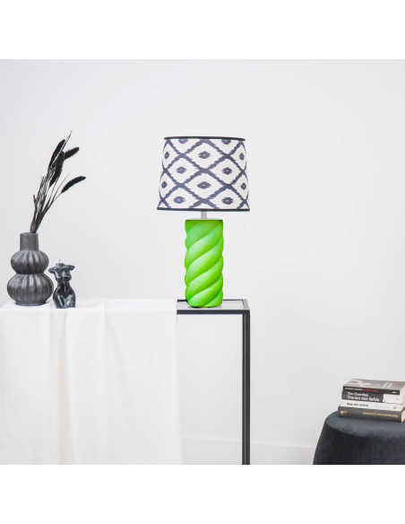 Pied de Lampe à poser torsadé Pop Hauteur 28 cm Céramique Vert fluo Neon 