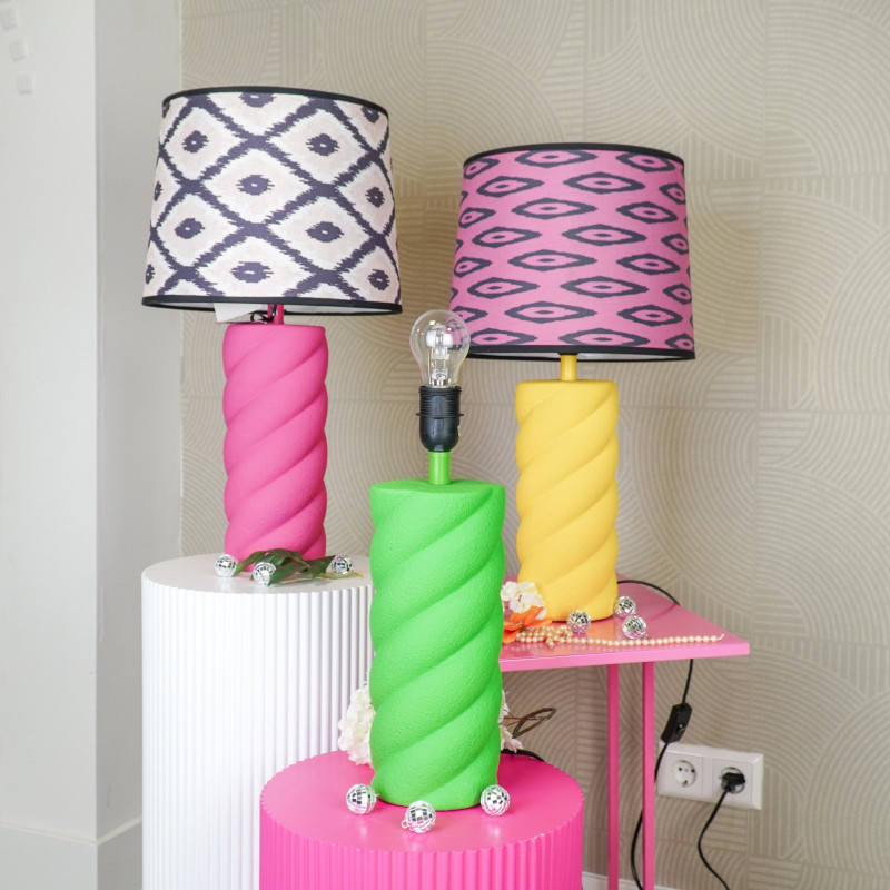 Pied de Lampe à poser torsadé Pop Hauteur 28 cm Céramique Vert fluo Neon 