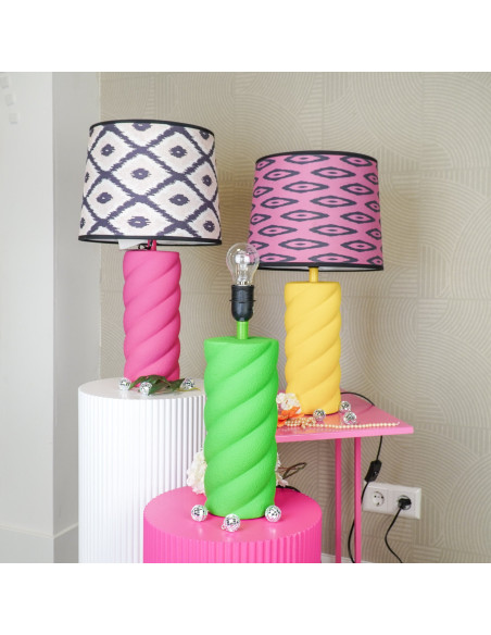 Pied de Lampe à poser torsadé Pop Hauteur 28 cm Céramique Vert fluo Neon 