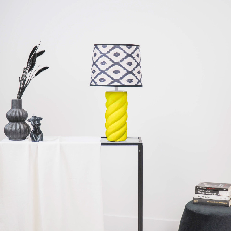 Pied de Lampe à poser torsadé Pop Hauteur 28 cm Céramique Jaune fluo Neon 