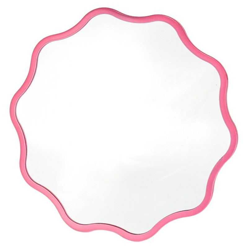 Miroir de maquillage ondulé rose en métal 25x1x25 cm Make Up Housevitamin - 1