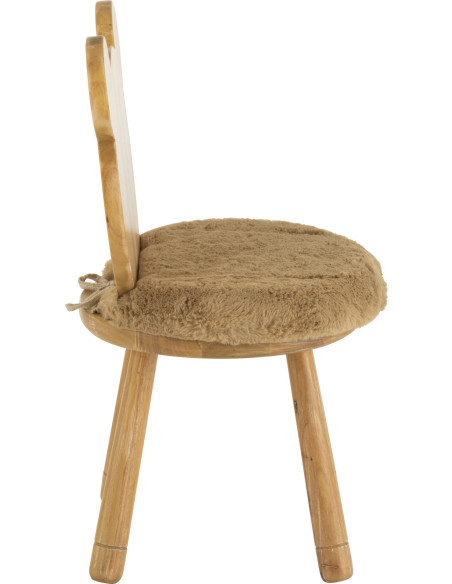 Chaise pour enfant Tête d'ourson en Bois d'hévéa Naturel Tissu Beige Honey - 4