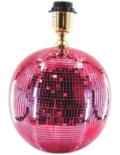 Pied de Lampe à poser Boule à facettes Hauteur 20 cm Miroir Rose Disco 