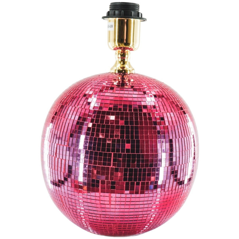 Pied de Lampe à poser Boule à facettes Hauteur 20 cm Miroir Rose Disco 