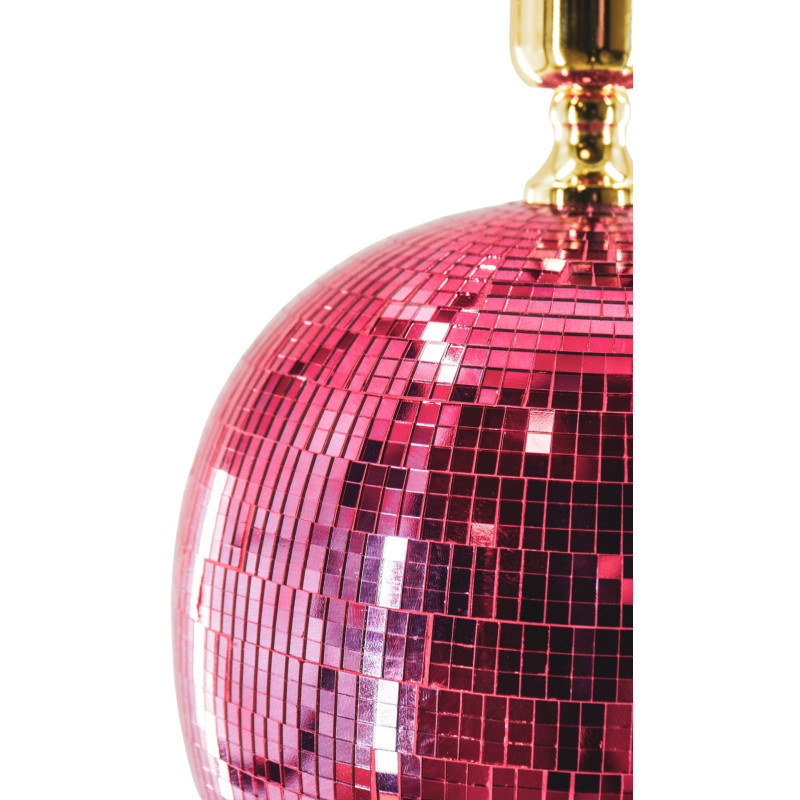 Pied de Lampe à poser Boule à facettes Hauteur 20 cm Miroir Rose Disco 