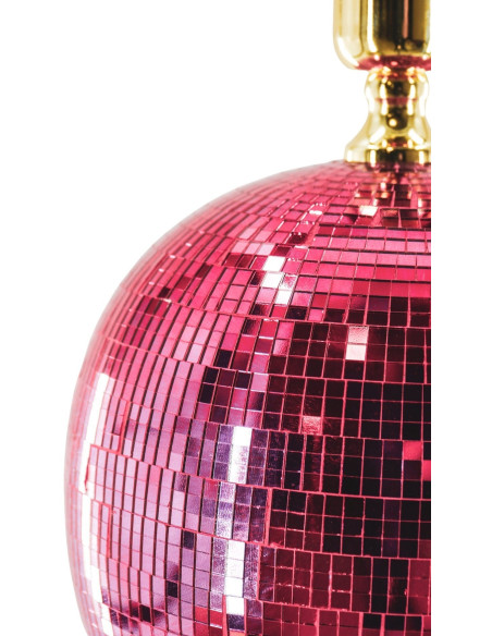 Pied de Lampe à poser Boule à facettes Hauteur 20 cm Miroir Rose Disco 