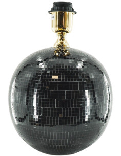 Pied de Lampe à poser Boule à facettes Hauteur 20 cm Miroir Noir Disco 