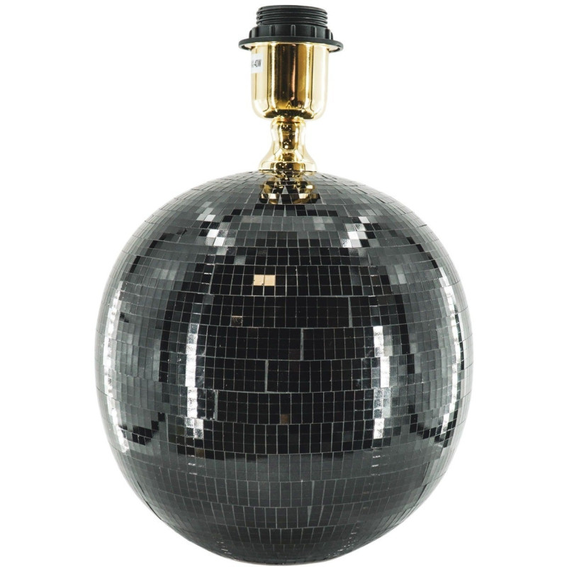 Pied de Lampe à poser Boule à facettes Hauteur 20 cm Miroir Noir Disco 