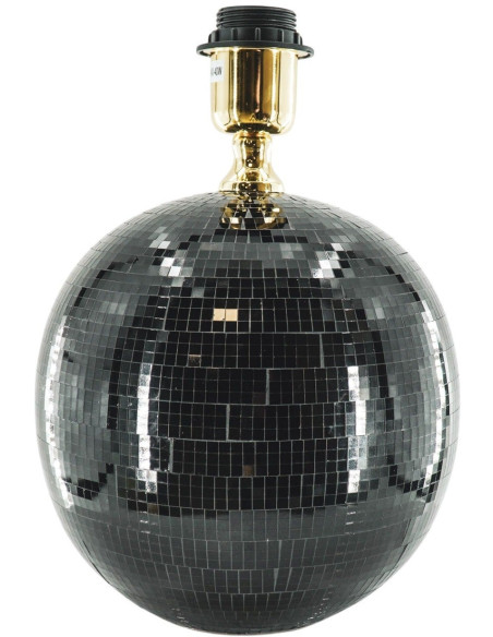 Pied de Lampe à poser Boule à facettes Hauteur 20 cm Miroir Noir Disco 
