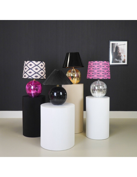 Pied de Lampe à poser Boule à facettes Hauteur 20 cm Miroir Noir Disco 