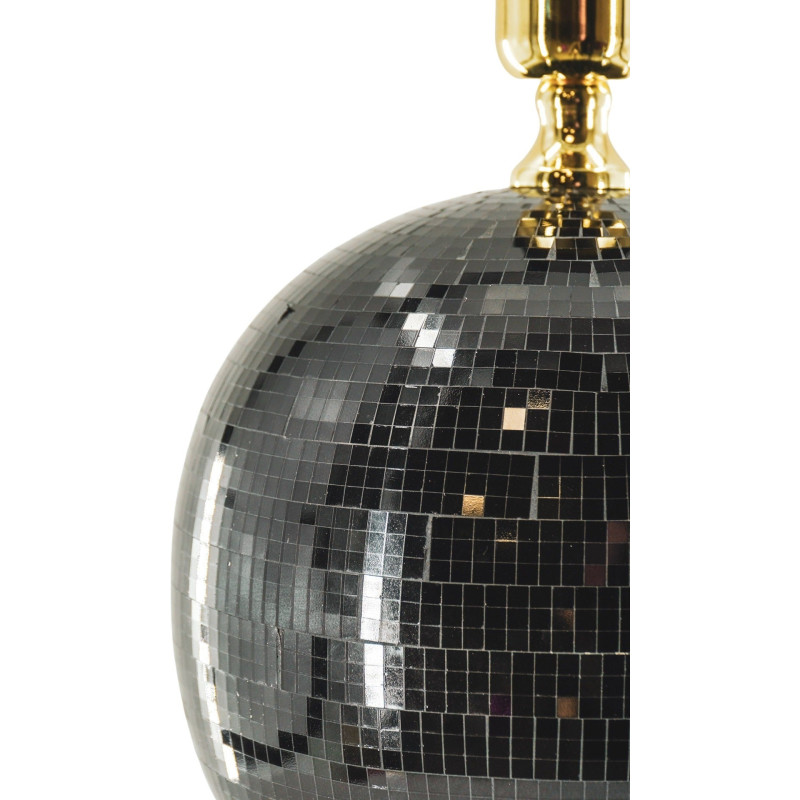 Pied de Lampe à poser Boule à facettes Hauteur 20 cm Miroir Noir Disco 