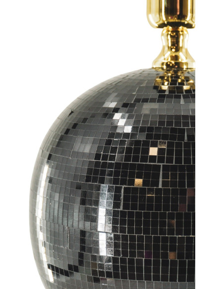 Pied de Lampe à poser Boule à facettes Hauteur 20 cm Miroir Noir Disco 