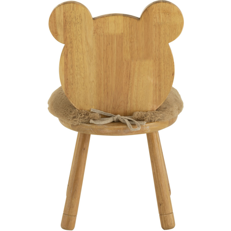 Chaise pour enfant Tête d'ourson en Bois d'hévéa Naturel Tissu Beige Honey - 5