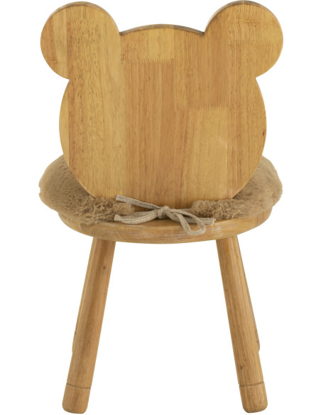 Chaise pour enfant Tête d'ourson en Bois d'hévéa Naturel Tissu Beige Honey - 5