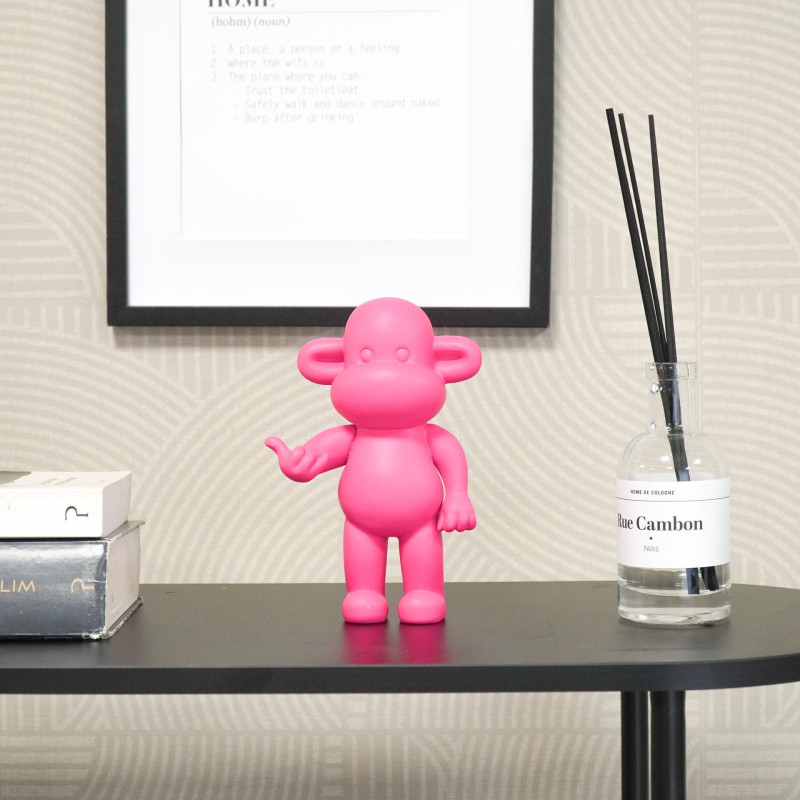 Statuette déco Singe Loose dopamine Hauteur 19 cm Résine Rose The Legend 
