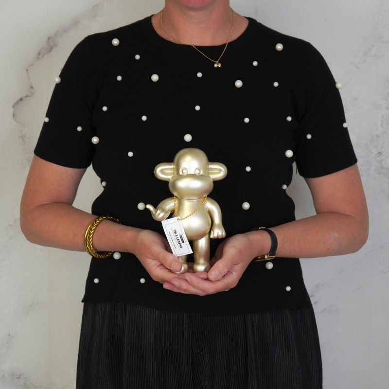 Statuette déco Singe Loose dopamine Hauteur 19 cm Résine Doré The Legend 