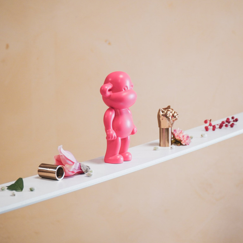 Statuette déco Singe Pop dopamine Hauteur 19 cm Résine Rose The Legend 