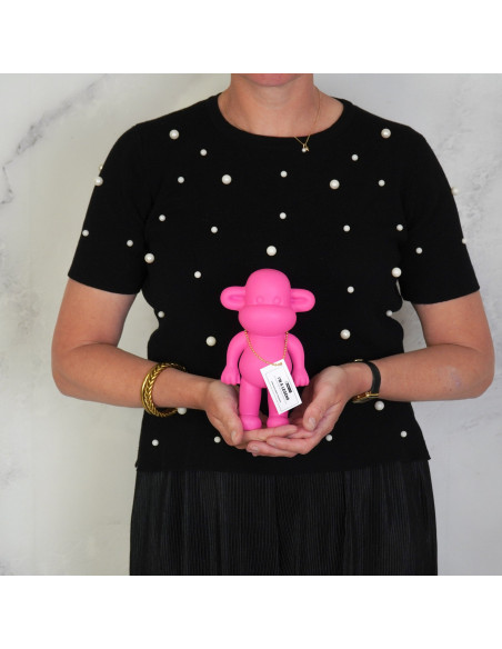 Statuette déco Singe Pop dopamine Hauteur 19 cm Résine Rose The Legend 