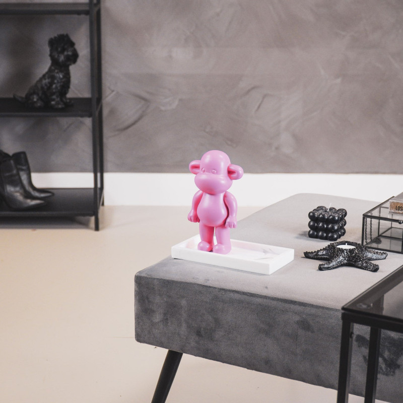 Statuette déco Singe Pop dopamine Hauteur 19 cm Résine Rose The Legend 
