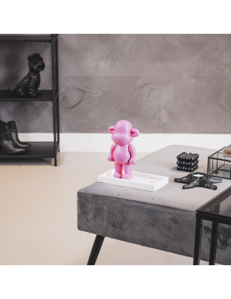 Statuette déco Singe Pop dopamine Hauteur 19 cm Résine Rose The Legend 