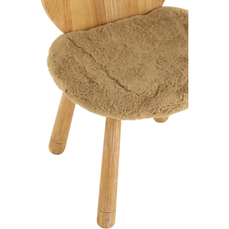 Chaise pour enfant Tête d'ourson en Bois d'hévéa Naturel Tissu Beige Honey - 6