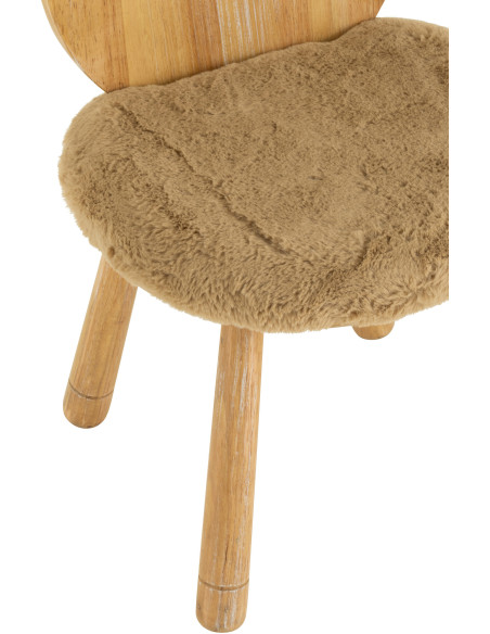 Chaise pour enfant Tête d'ourson en Bois d'hévéa Naturel Tissu Beige Honey - 6
